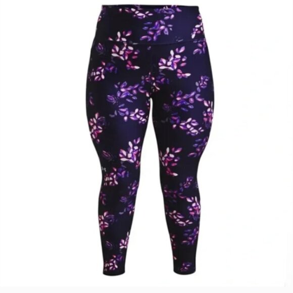 Womens Under Armour Navy High Rise Floral Tech Compression Legging Size 1X - Picture 1 of 1